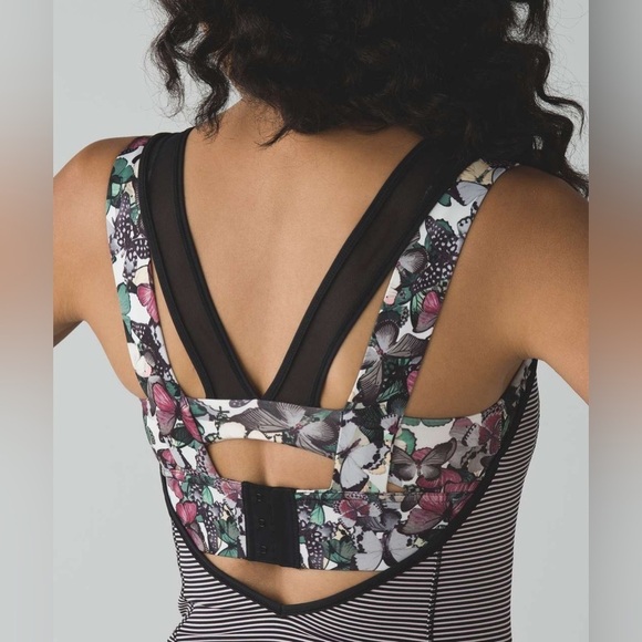 Lululemon Super Sport Tank Mini Pop Stripe Black So Fly Butterfly Multi Size XS - Picture 5 of 7
